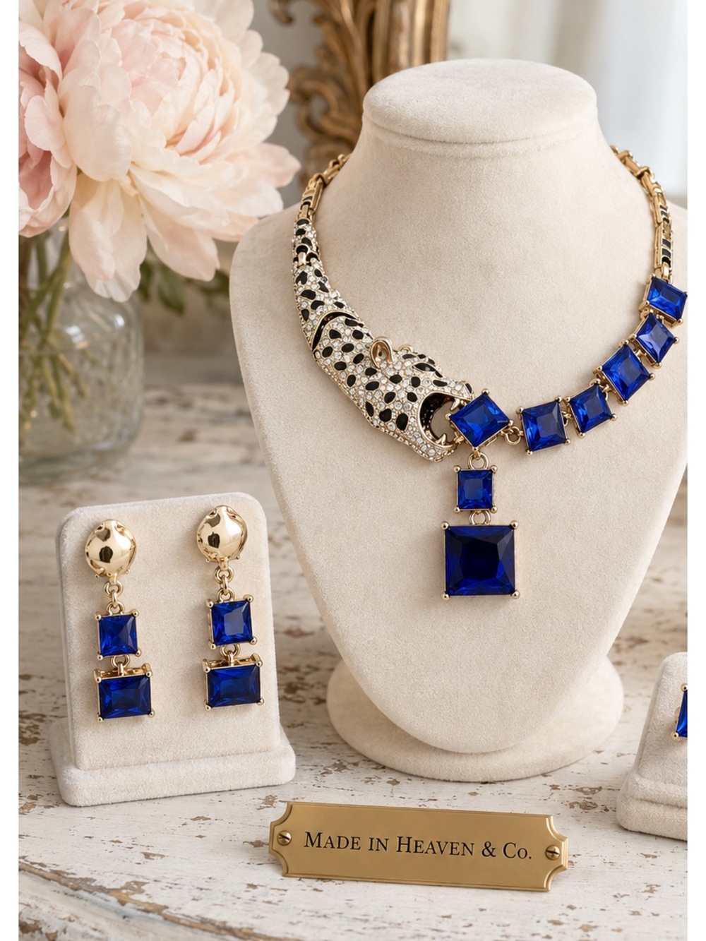 Royal Blue Crystal Necklace & Earring Set